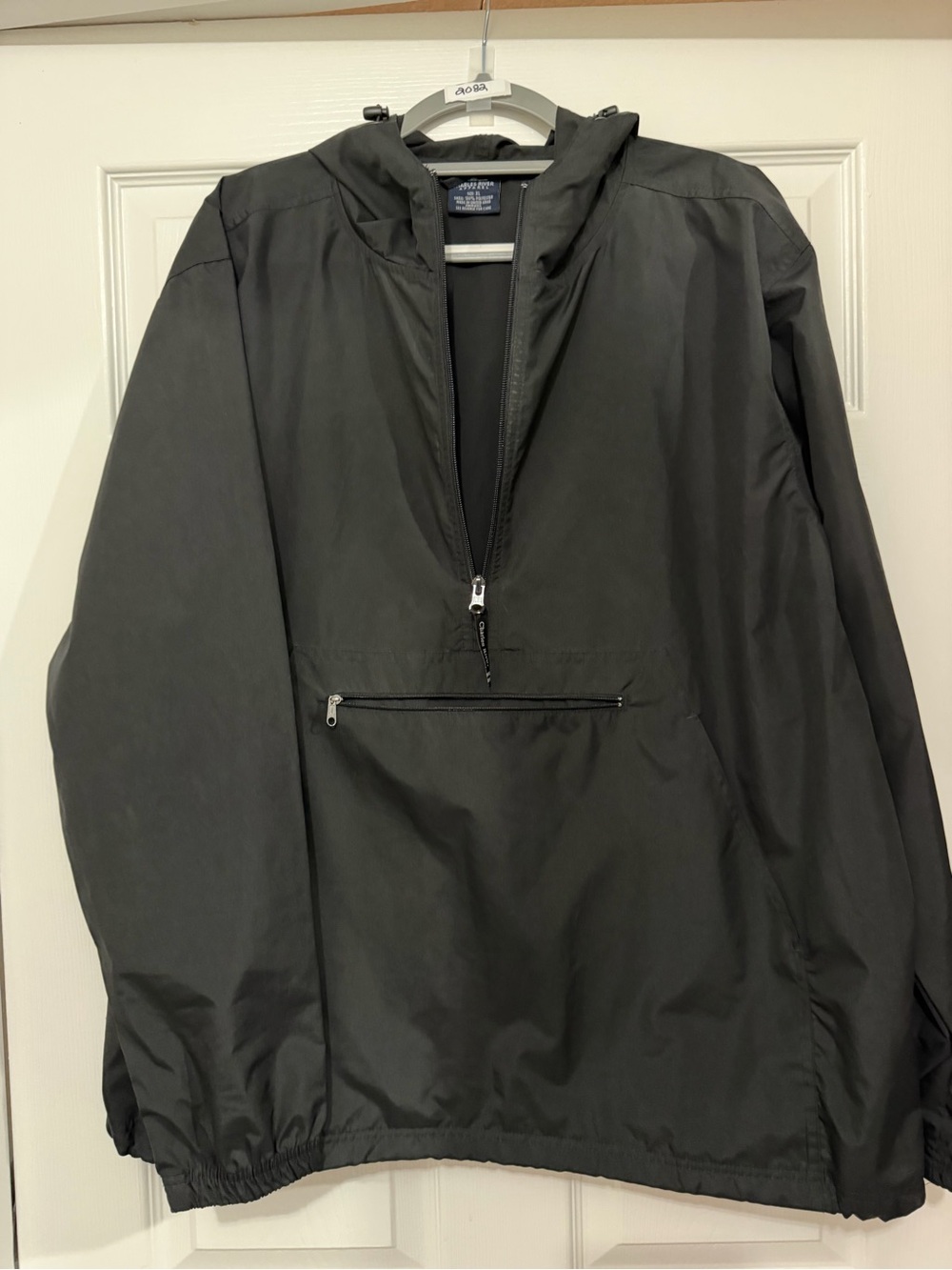 Charles River Apparel Black Hooded Pullover Windbreaker